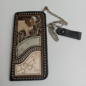 Men's Western Wallet Genuine Leather‎ Hand Crafted Bifold Cowboy Rodeo Wallet